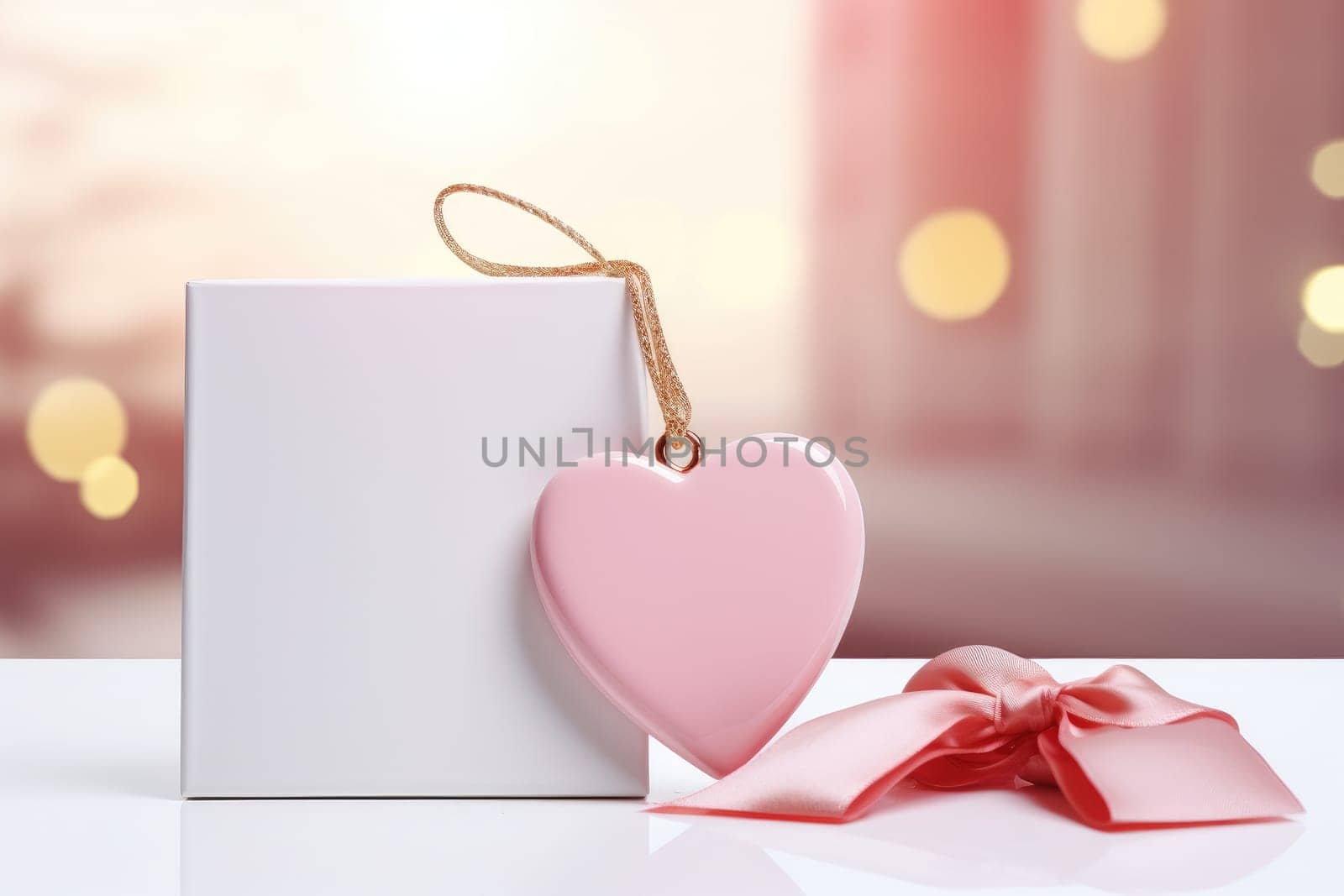 3D podium Valentine heart shaped balloons, Empty stage display presentation product, AI generate by matamnad