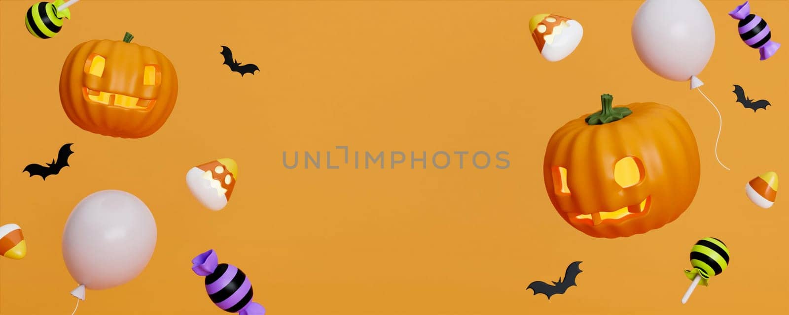Halloween background with space for text. 3d render illustration..