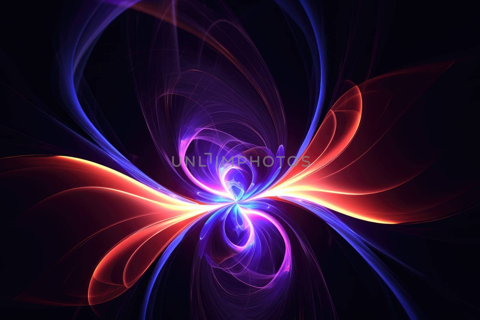 neon light dynamic fractal, futuristic abstract background illustration. Generative AI.