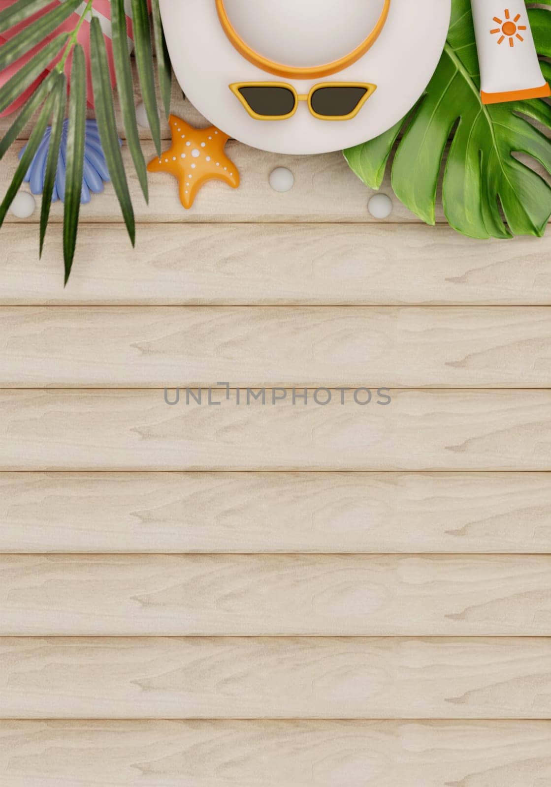 Swimming pool with pineapple in swimming ring, . Summer vacation vibes. Creative summer concept idea. 3d rendering illustration..