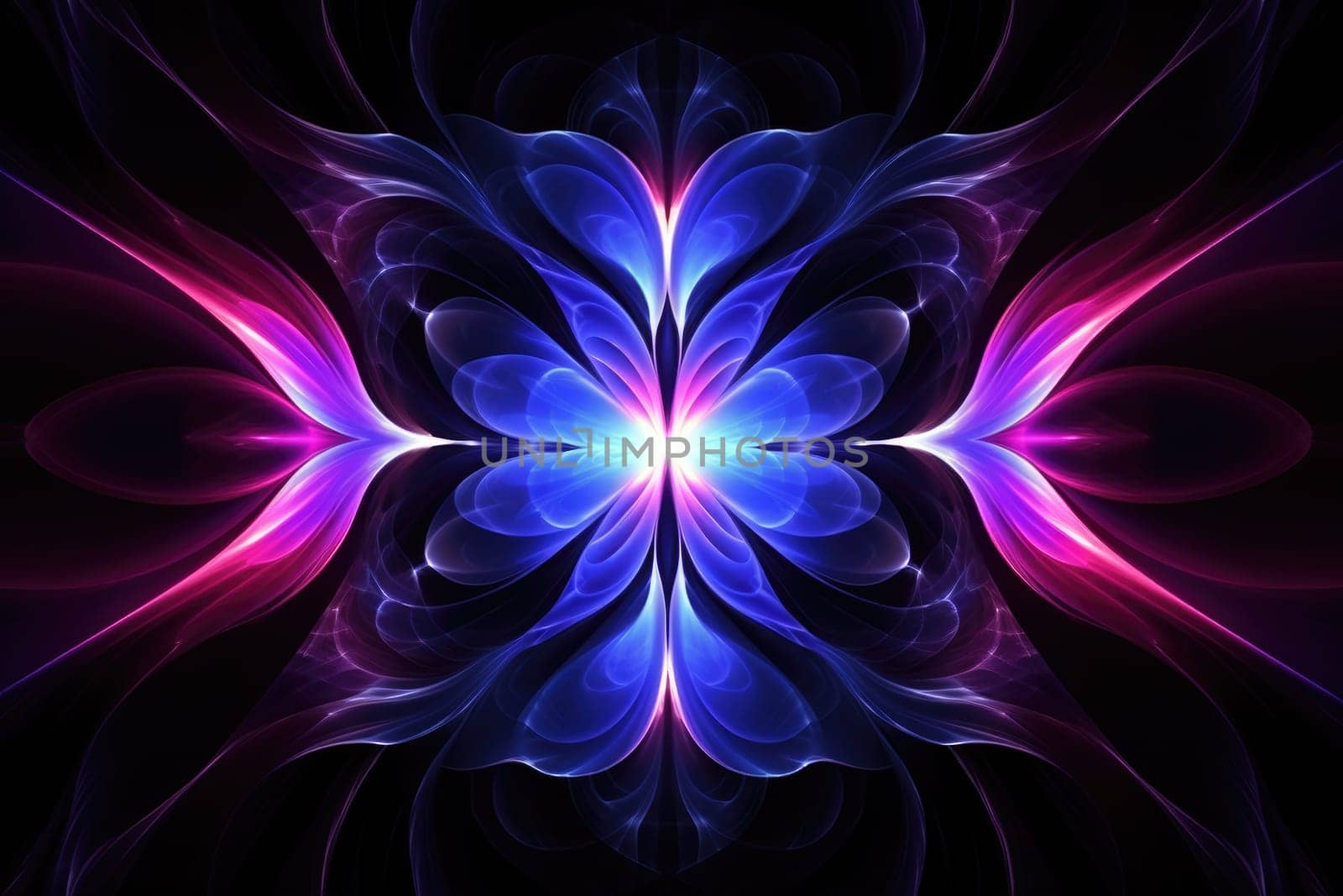 neon light dynamic fractal, futuristic abstract background illustration. Generative AI.