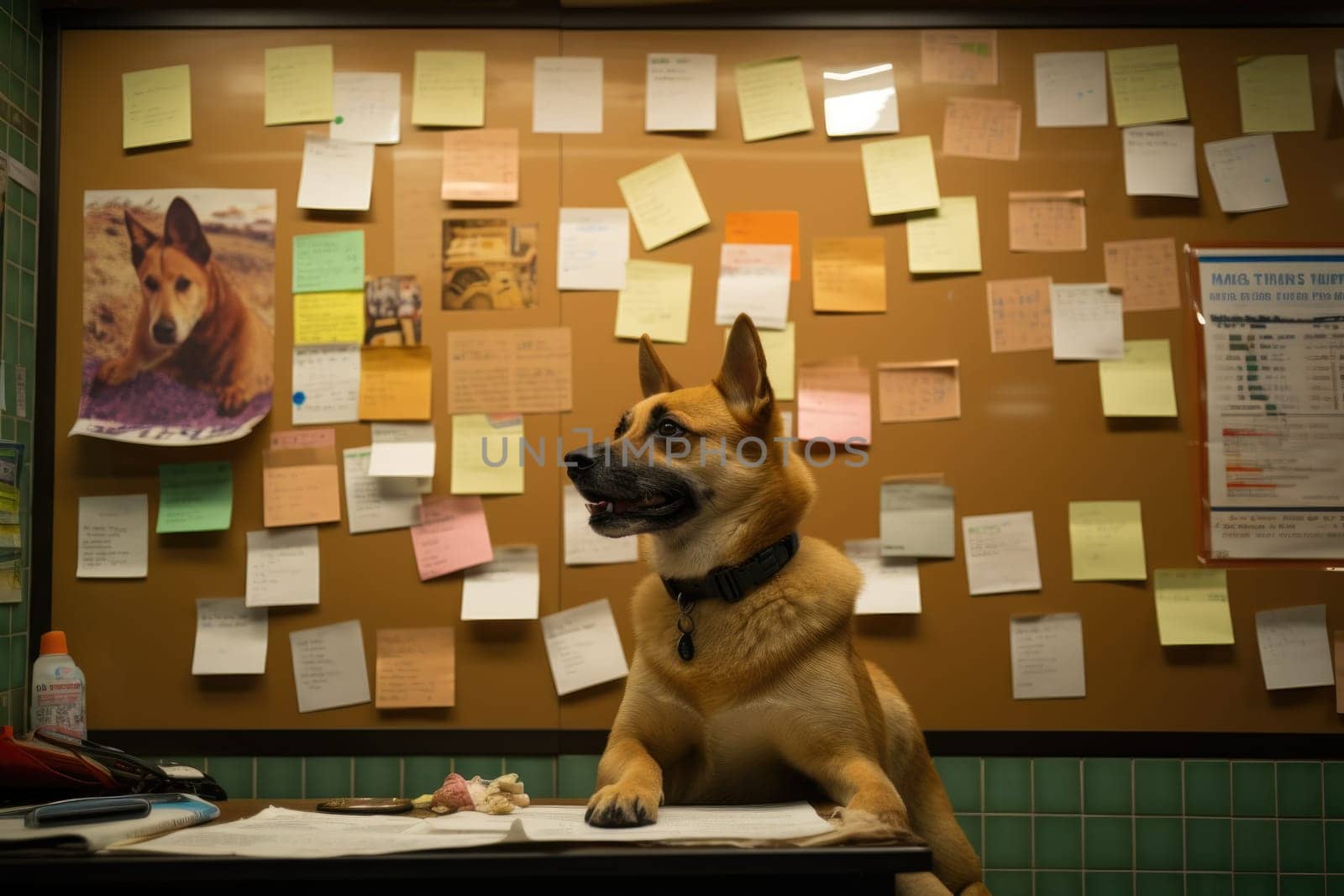 dog and cat with Sticky Notes Image. Generative AI.
