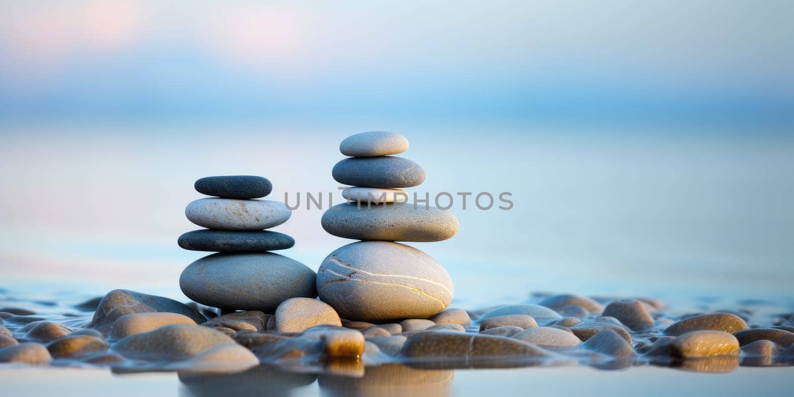 stack of stones on beach AI Generated by matamnad