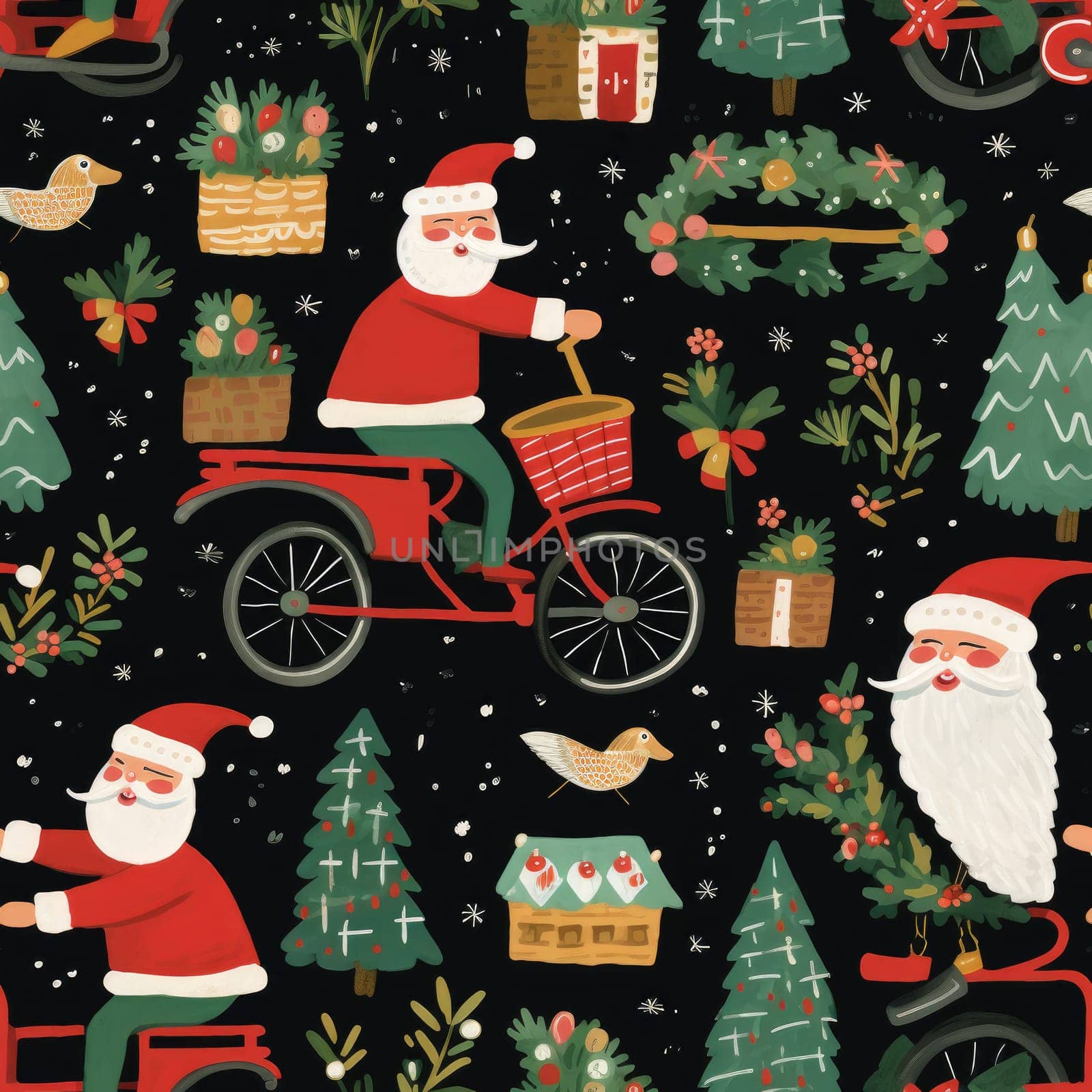 Christmas tree seamless pattern, holiday country style print for wallpaper, wrapping paper, . generative ai.