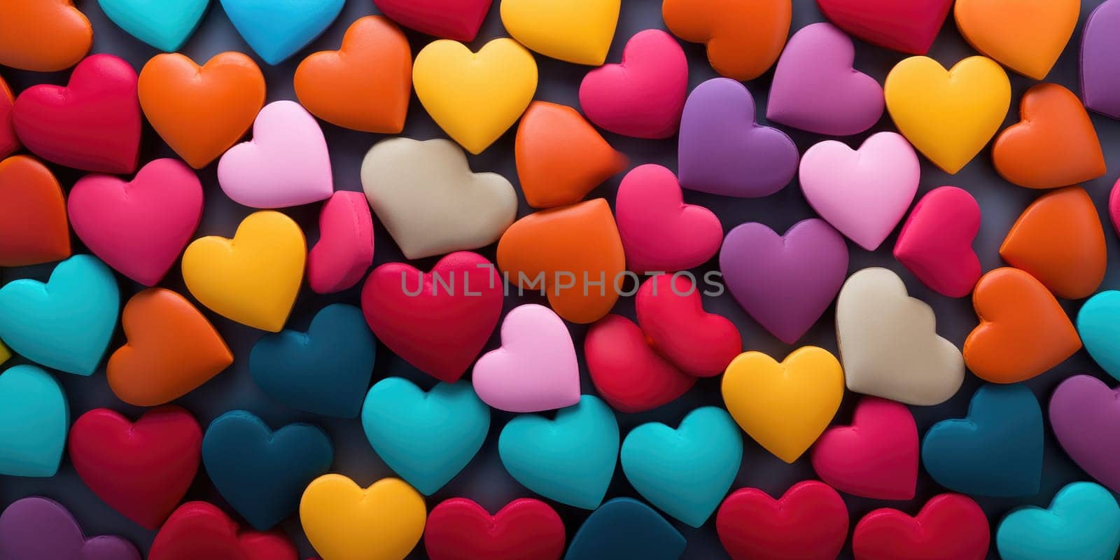 Colorful heart background for Valentine's Day. Generative AI by matamnad