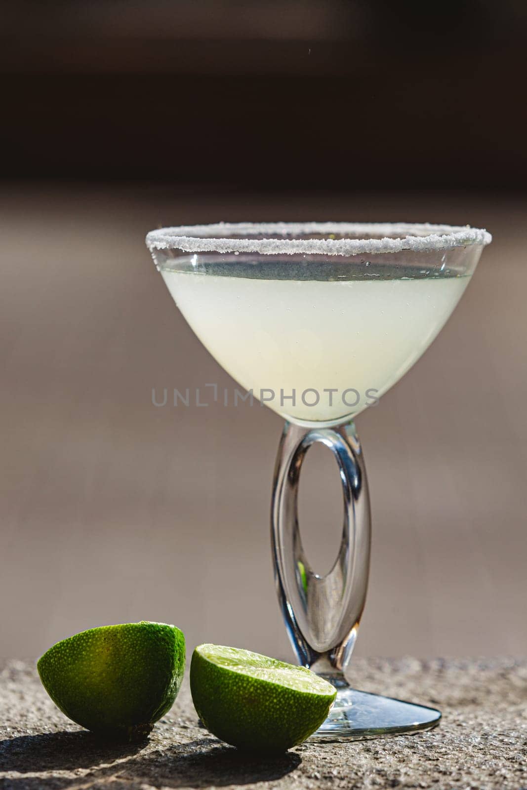 Margarita cocktail with lime. Shallow dof