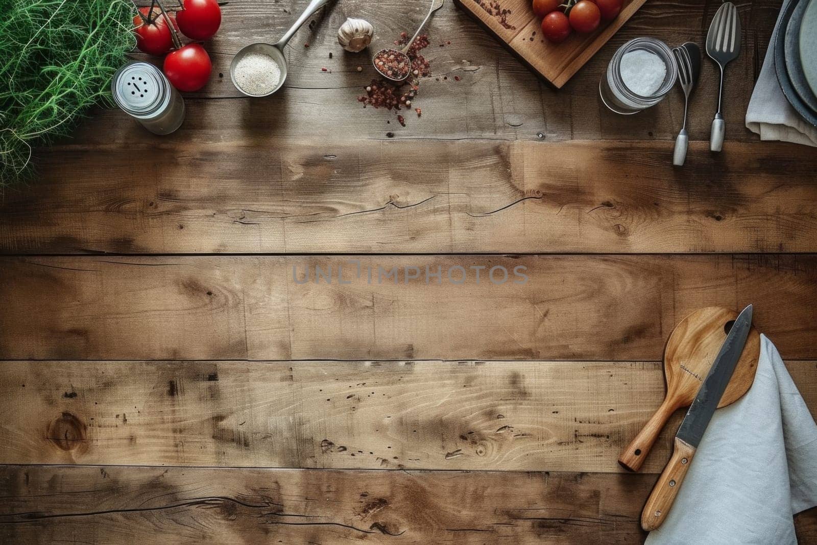 Food preparation and rustic cooking frame with copy space.