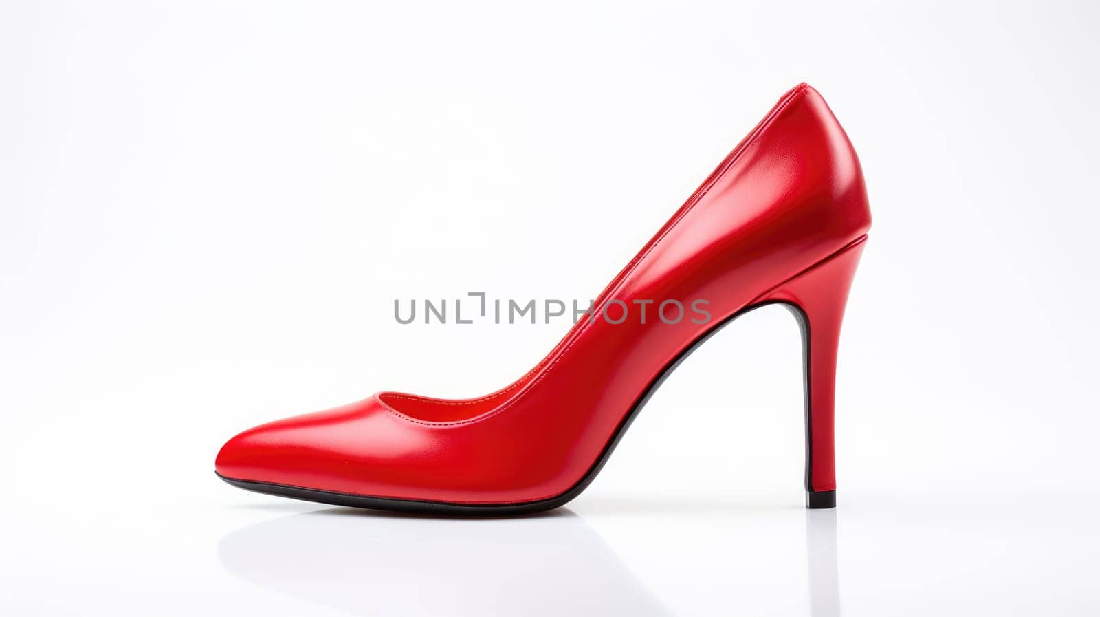 Beautiful red women's high heels isolated on white background AI