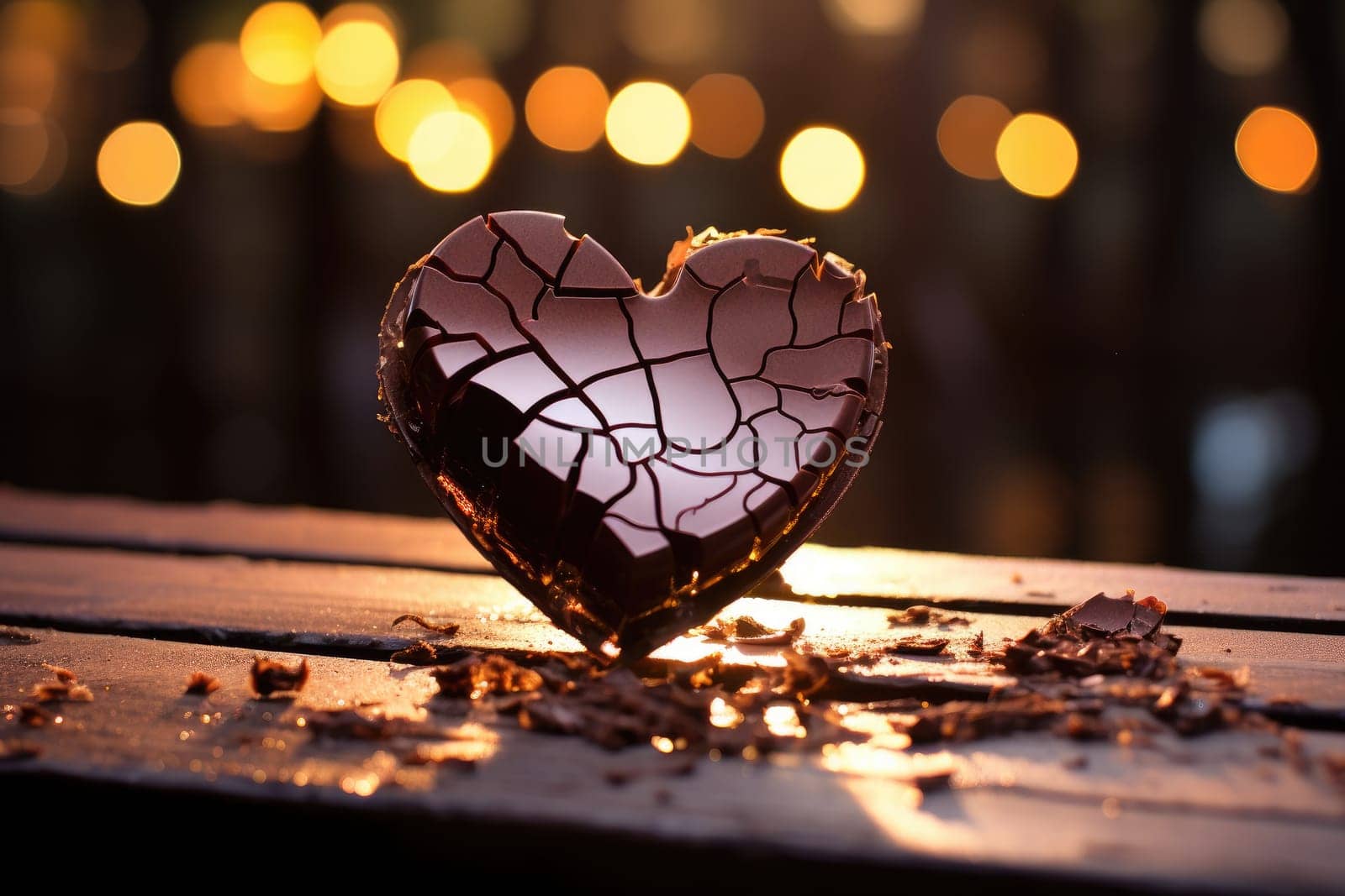 Broken heart, end of love concept. Generative AI by matamnad