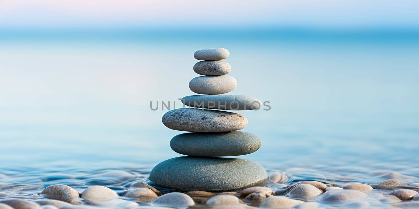 stack of stones on beach AI Generated by matamnad
