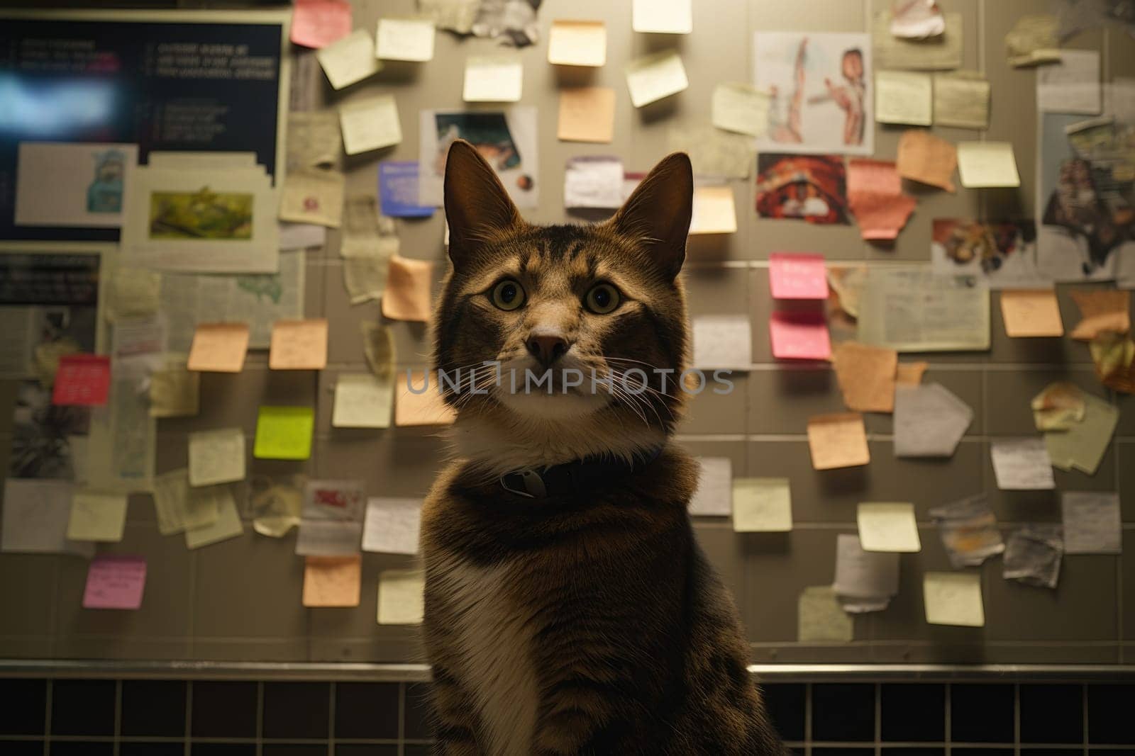 dog and cat with Sticky Notes Image. Generative AI.