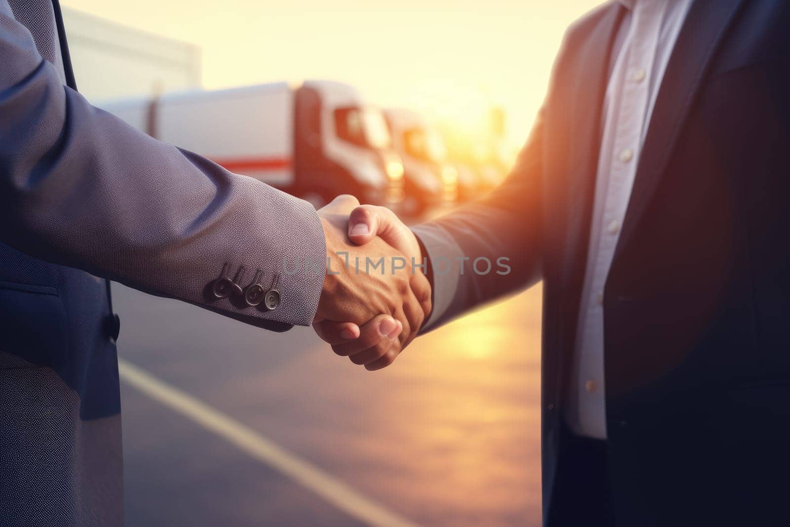 businessman handshake of business deal with logistic. Generative AI..