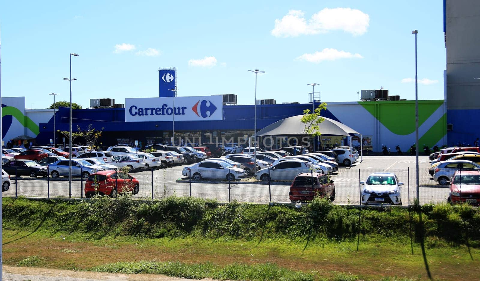 salvador, bahia, brazil - january 12, 2024: facade of a Carrefur supermarket store in the city of Salvador.