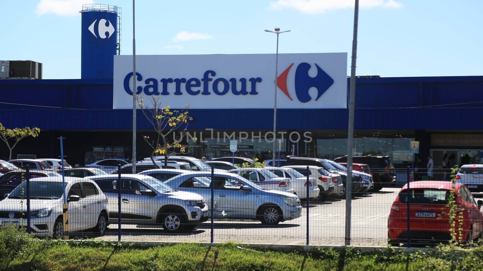 salvador, bahia, brazil - january 12, 2024: facade of a Carrefur supermarket store in the city of Salvador.