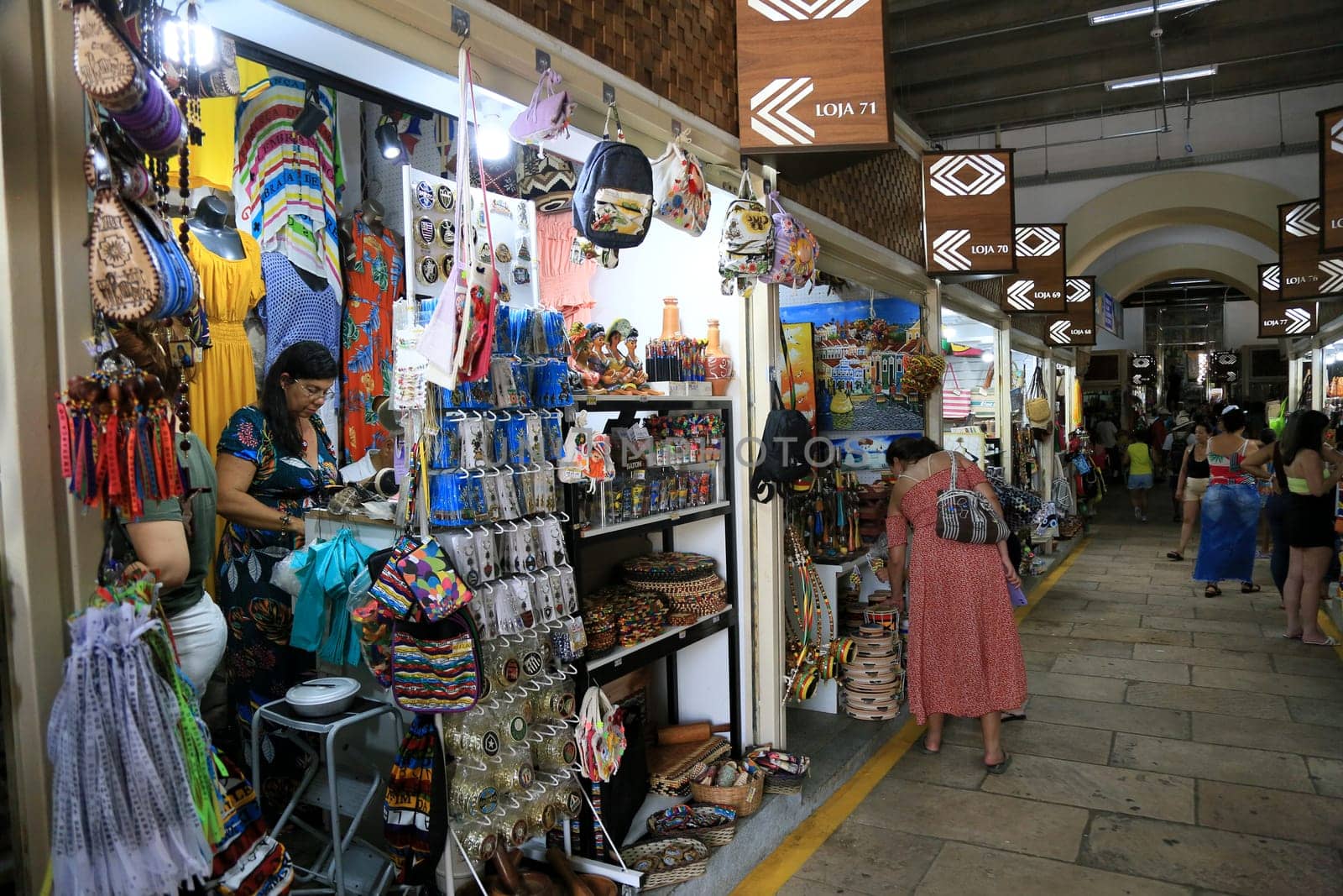 salvador, bahia, brazil - january 29, 2024: souvenirs for sale at Mercado Modelo, in the old center of the city of Salvador.