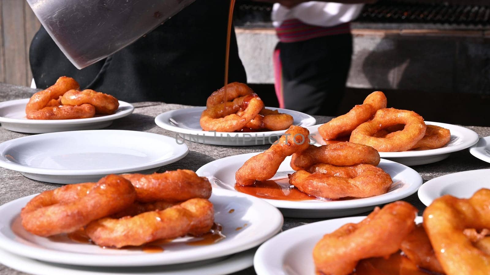 Street food preparation - traditional Peruvian sweets picarones. by Peruphotoart