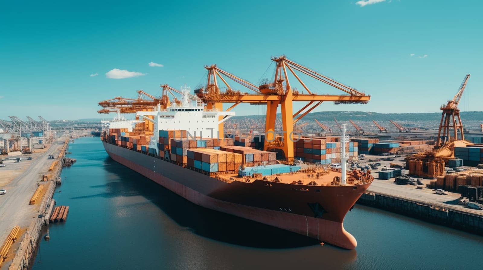 Cargo ship at the port. High quality photo