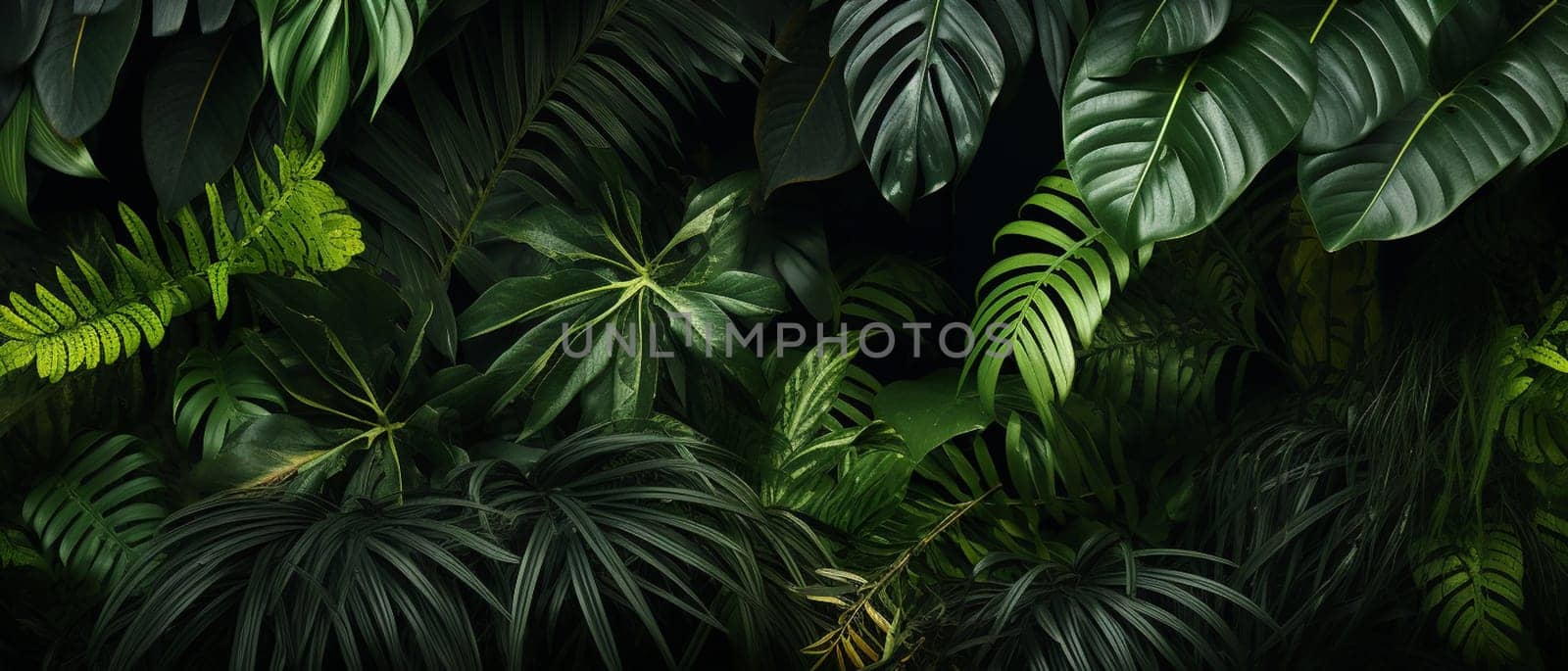 Tropical palm leaves, floral pattern background, real photo by Andelov13