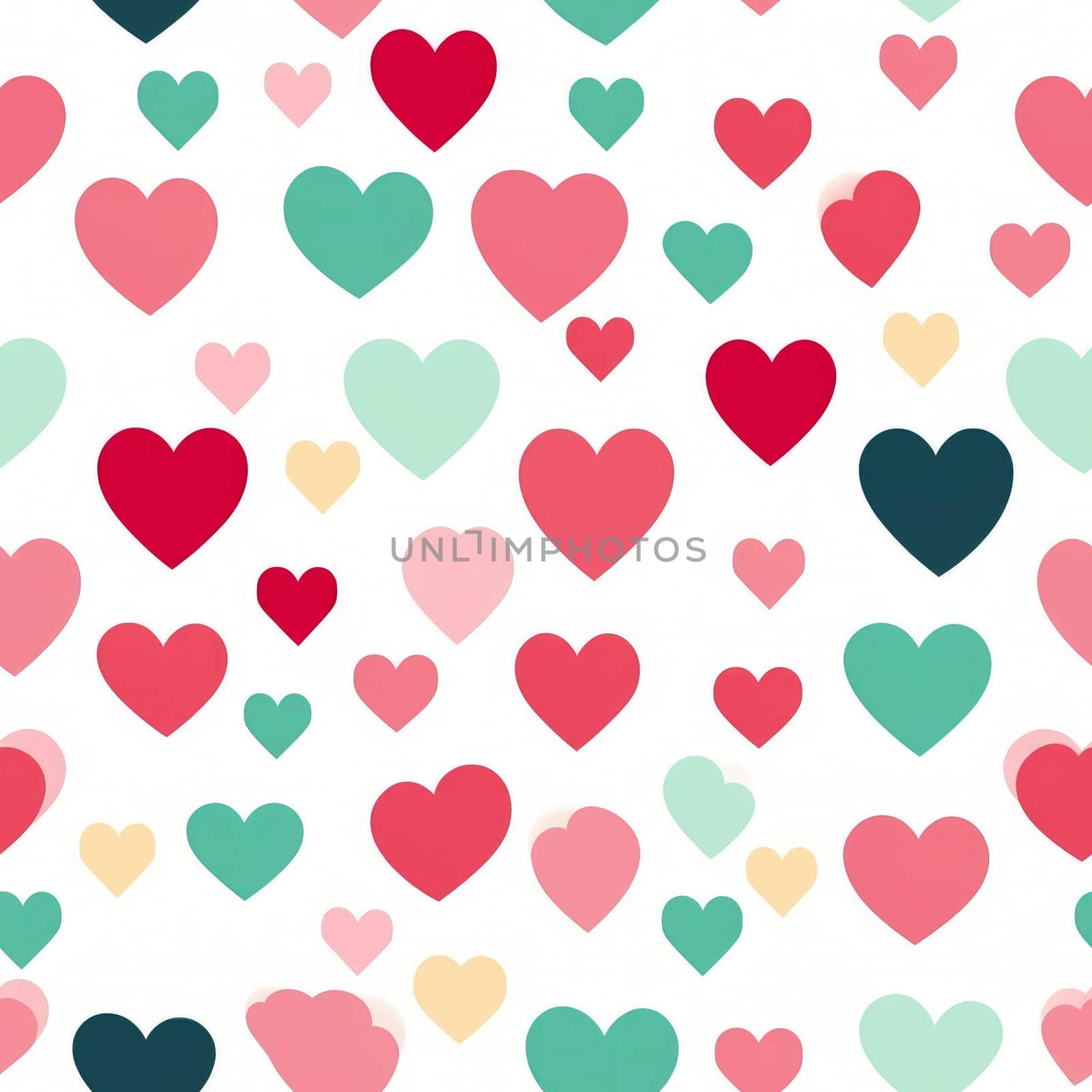 Colorful heart filled background for celebration. Generative AI by matamnad