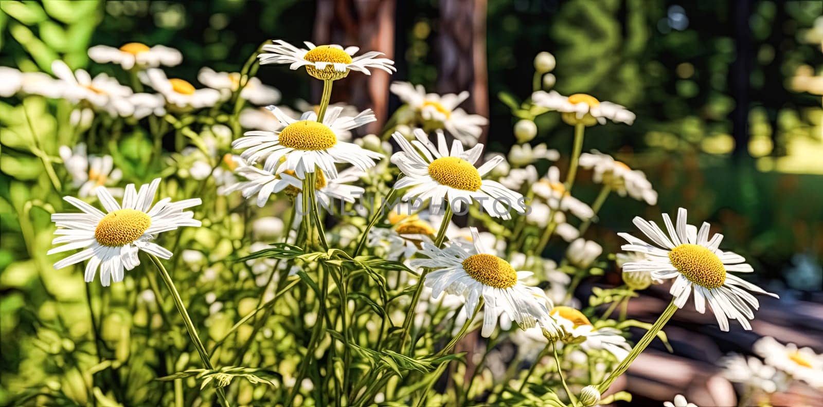 Close up soft focus nature background featuring wild camomile flowers. Capturing the delicate beauty of nature up close.