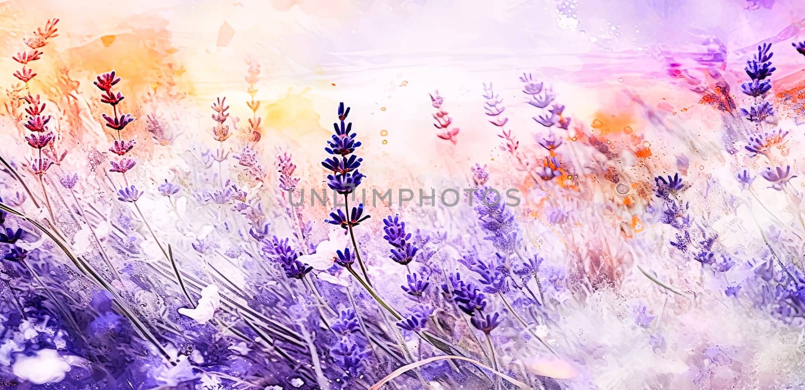 Vintage style watercolor illustration of lavender flowers isolated on a white background. Elegant depiction perfect for various design purposes.