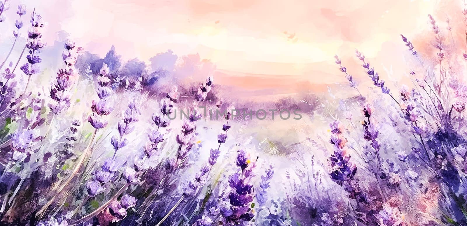 Vintage style watercolor illustration of lavender flowers isolated on a white background. Elegant depiction perfect for various design purposes.