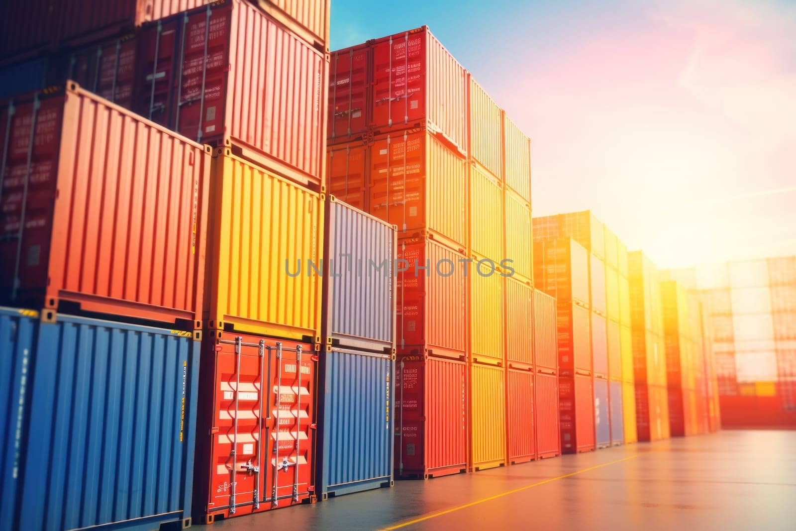 Global business logistics import export and container cargo freight ship, AI generative by matamnad