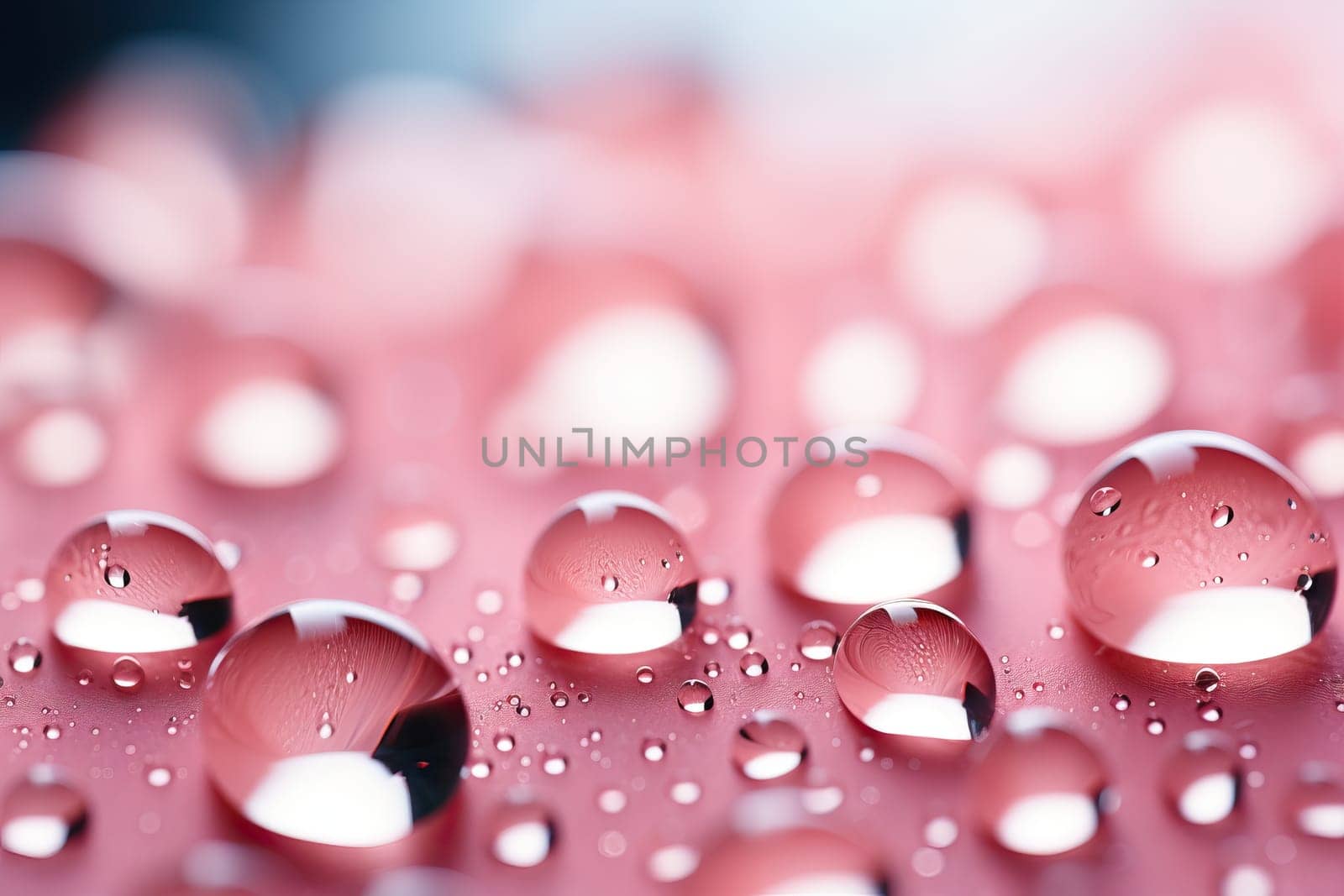 Abstract pink background with drops of various round shapes. by Niko_Cingaryuk