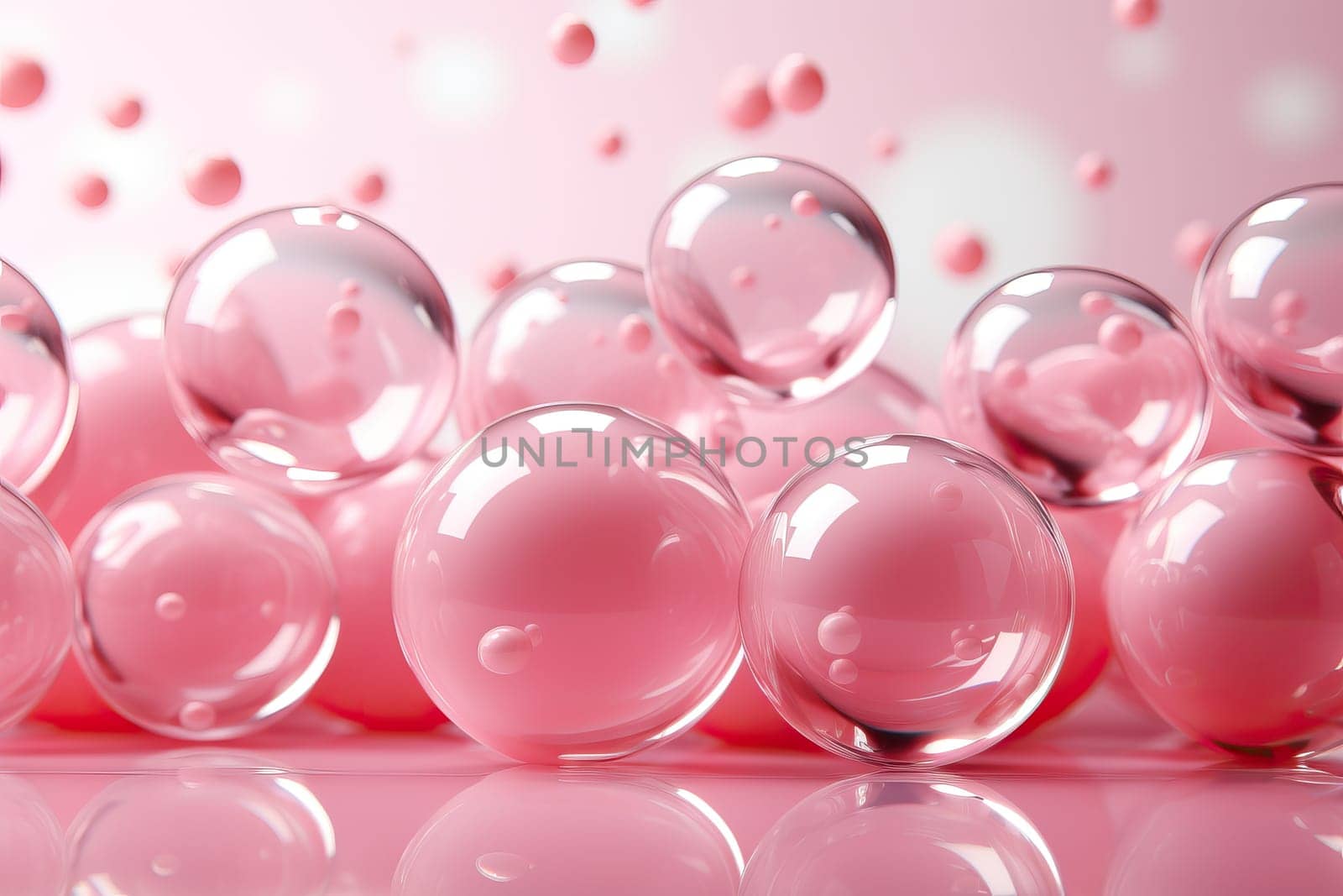 Floating pink ball shape abstract background. by Niko_Cingaryuk