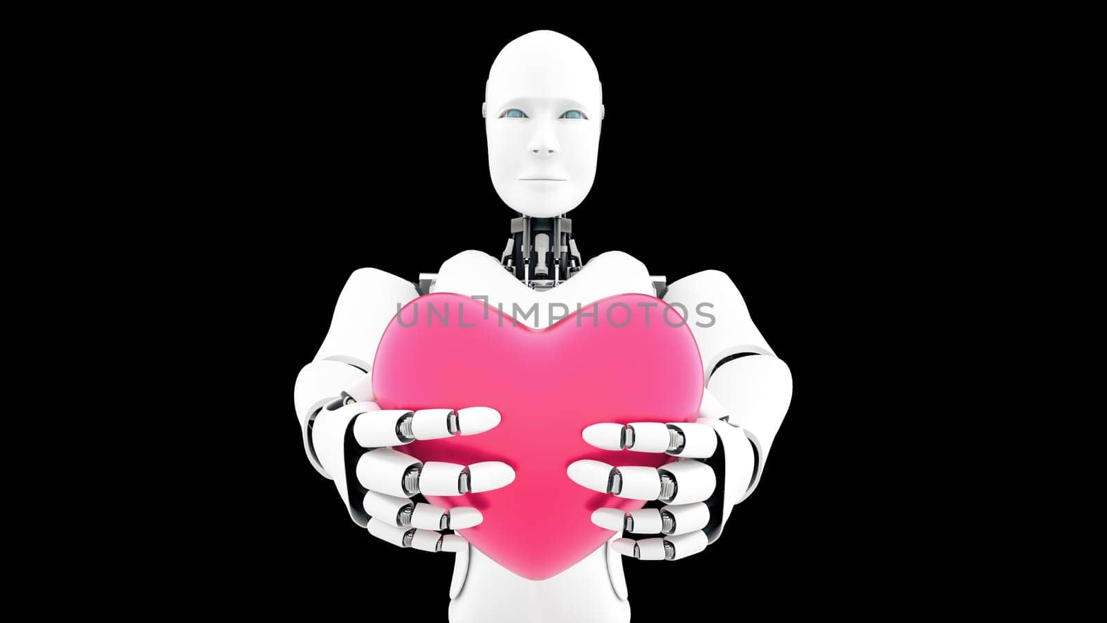 XAI 3d illustration Futuristic robot , artificial intelligence CGI on black background. Robotic man 3D render animation. 3D illustration.