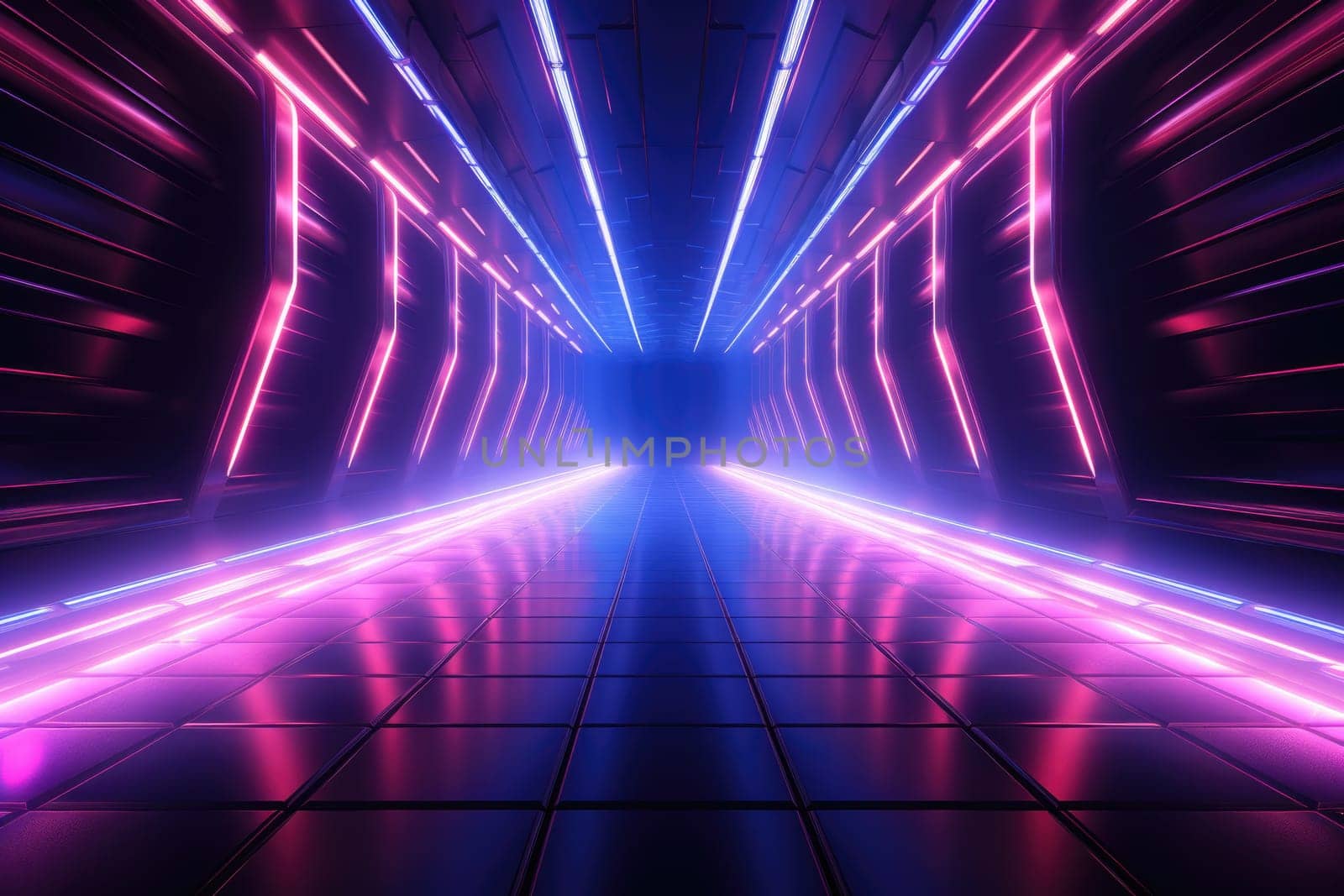 Background with colorful glowing light and speed trails. Created with Generative AI.