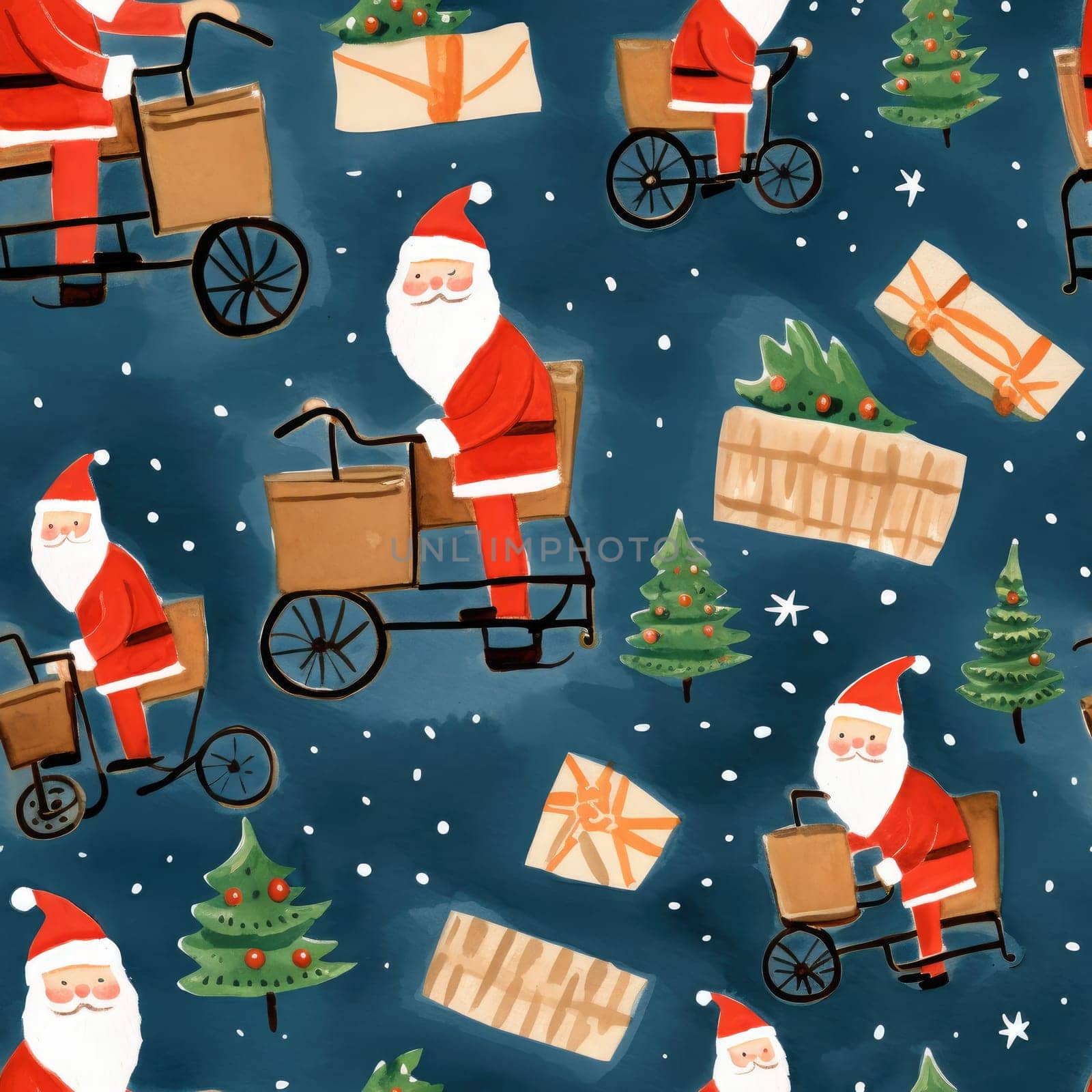 Christmas tree seamless pattern, holiday country style print for wallpaper, wrapping paper, . generative ai.