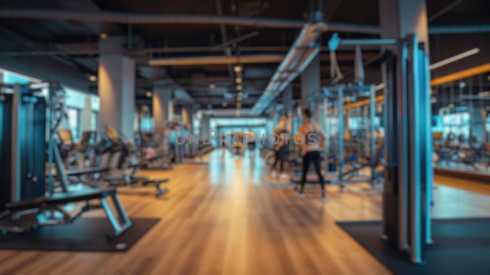 efocused view of a modern gym with active individuals and diverse workout equipment. Resplendent.