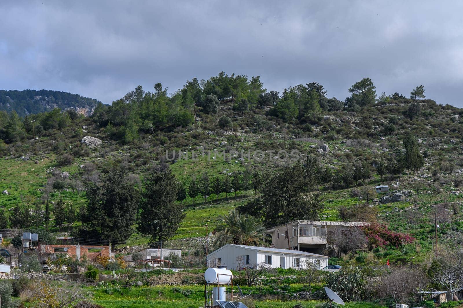 old village in the mountains of Northern Cyprus in winter 2