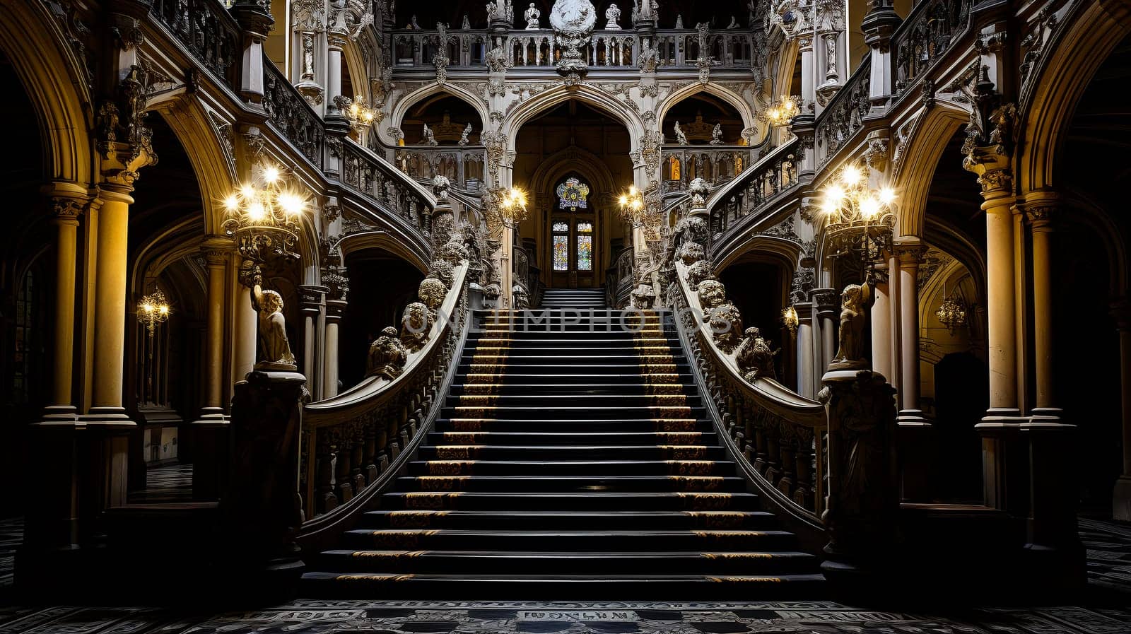 Elegant Grand Staircase in Luxurious Interior by chrisroll