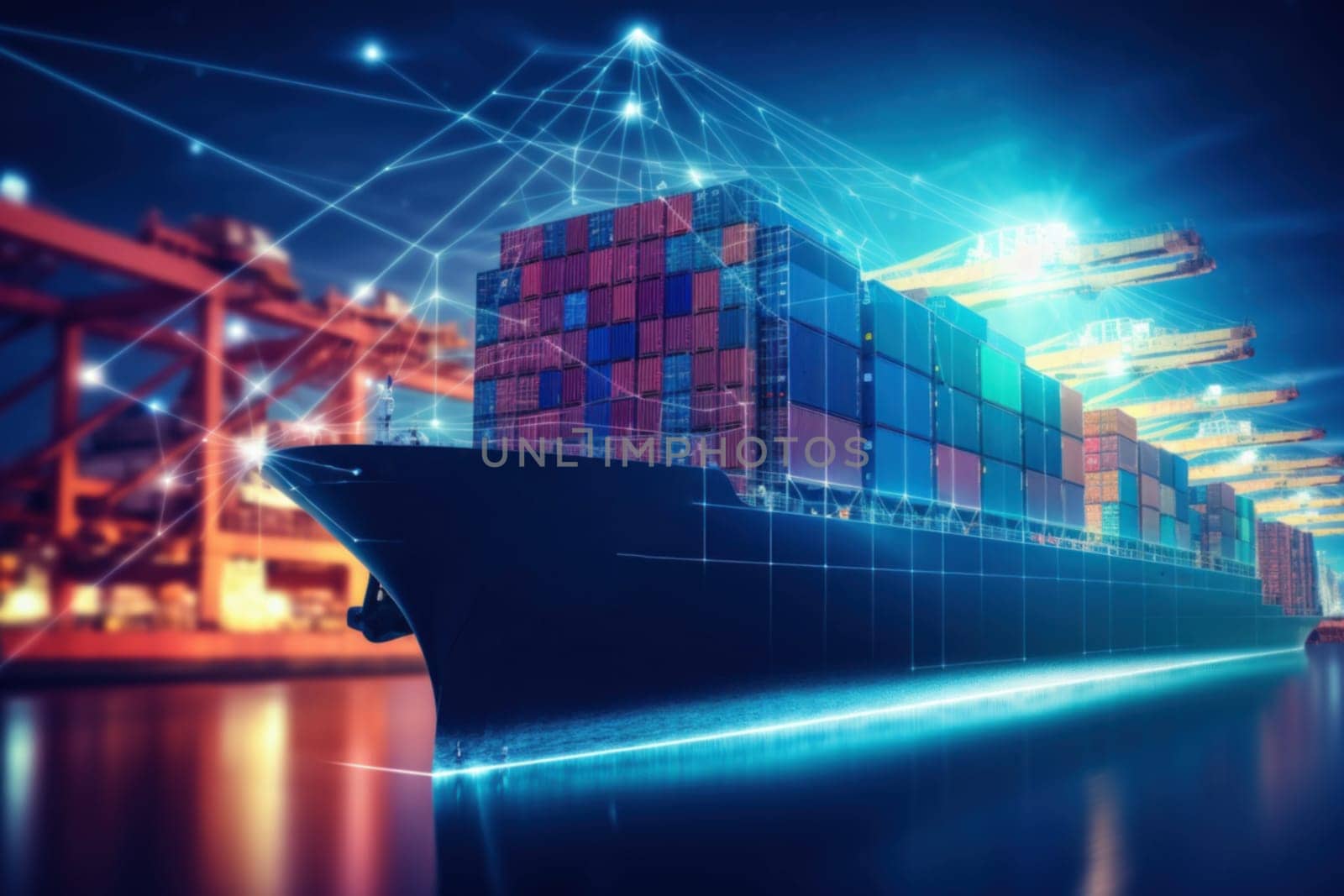 Global business logistics import export and container cargo freight ship, AI generative by matamnad