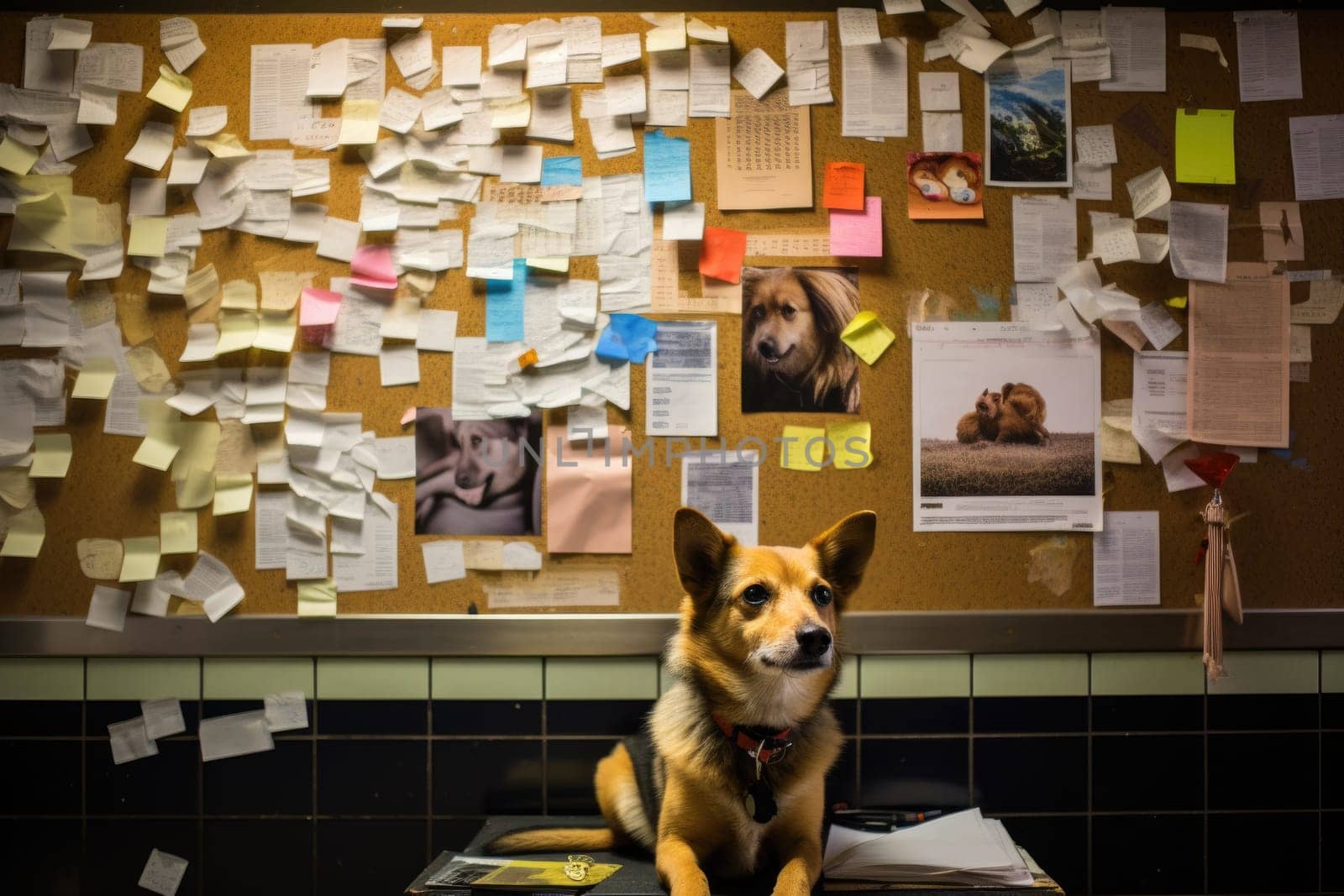 dog and cat with Sticky Notes Image. Generative AI.