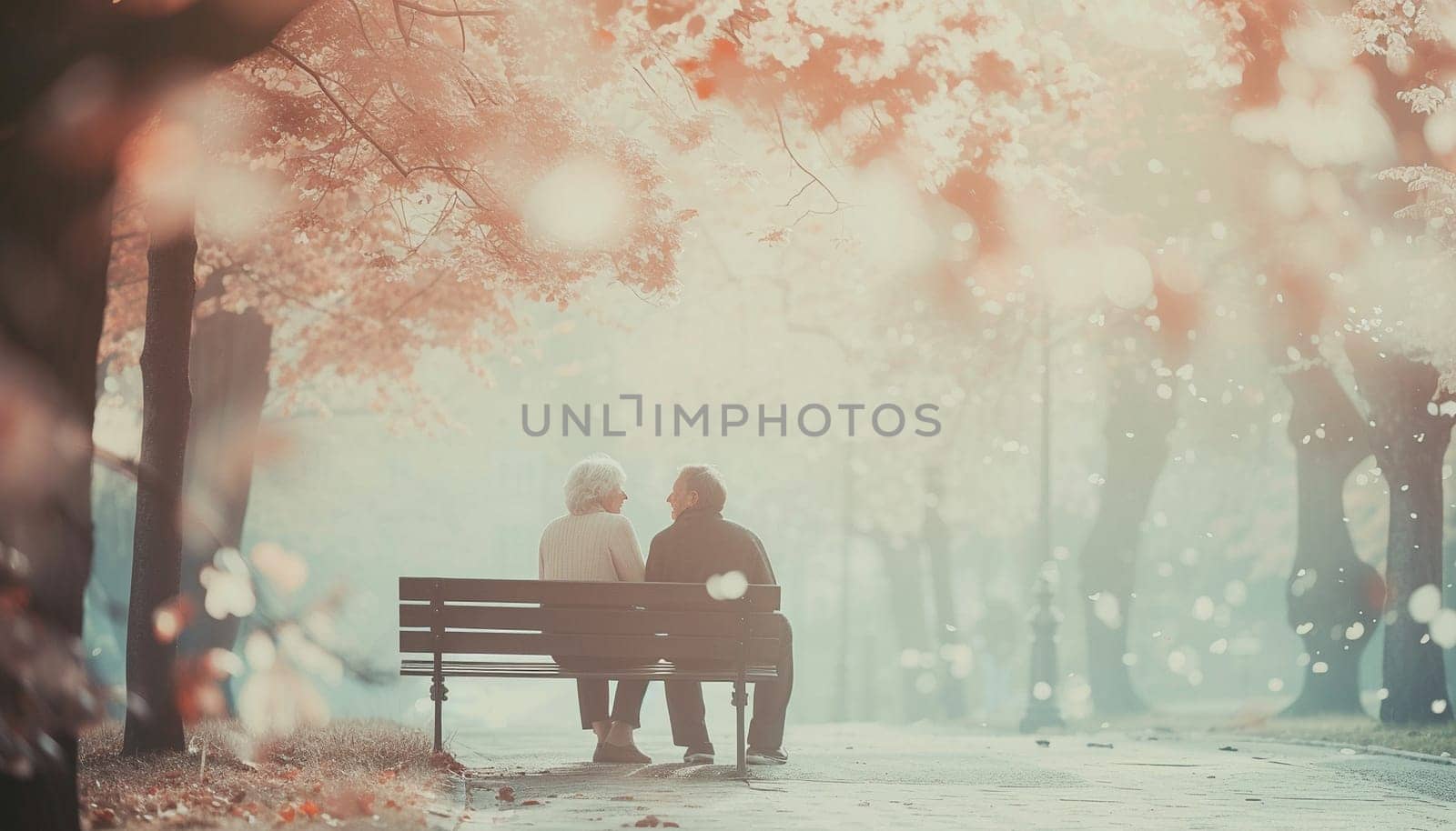 An elderly couple is sitting in the park. High quality photo