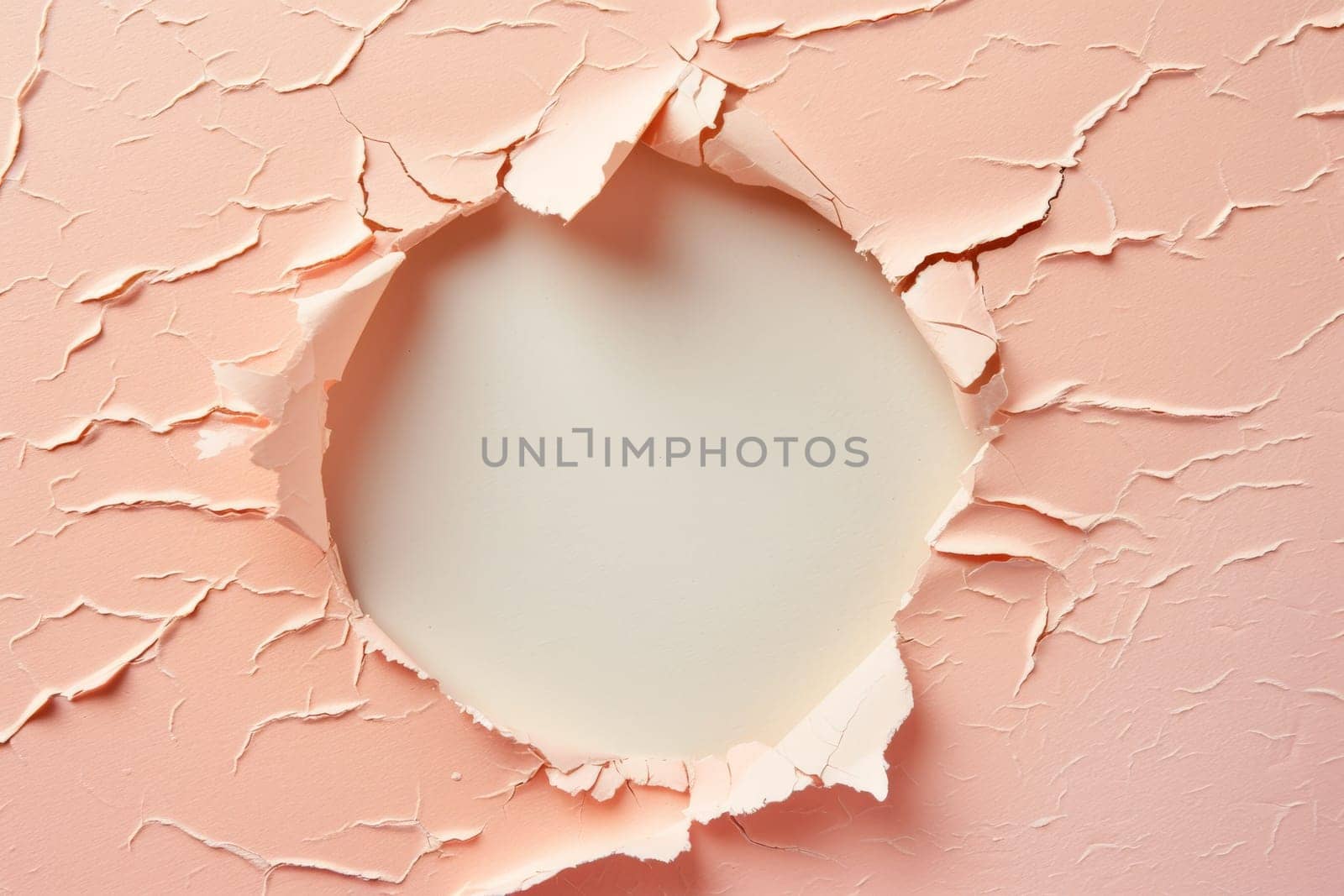 peach torn paper isolated on a white background with copy space . ai generative.