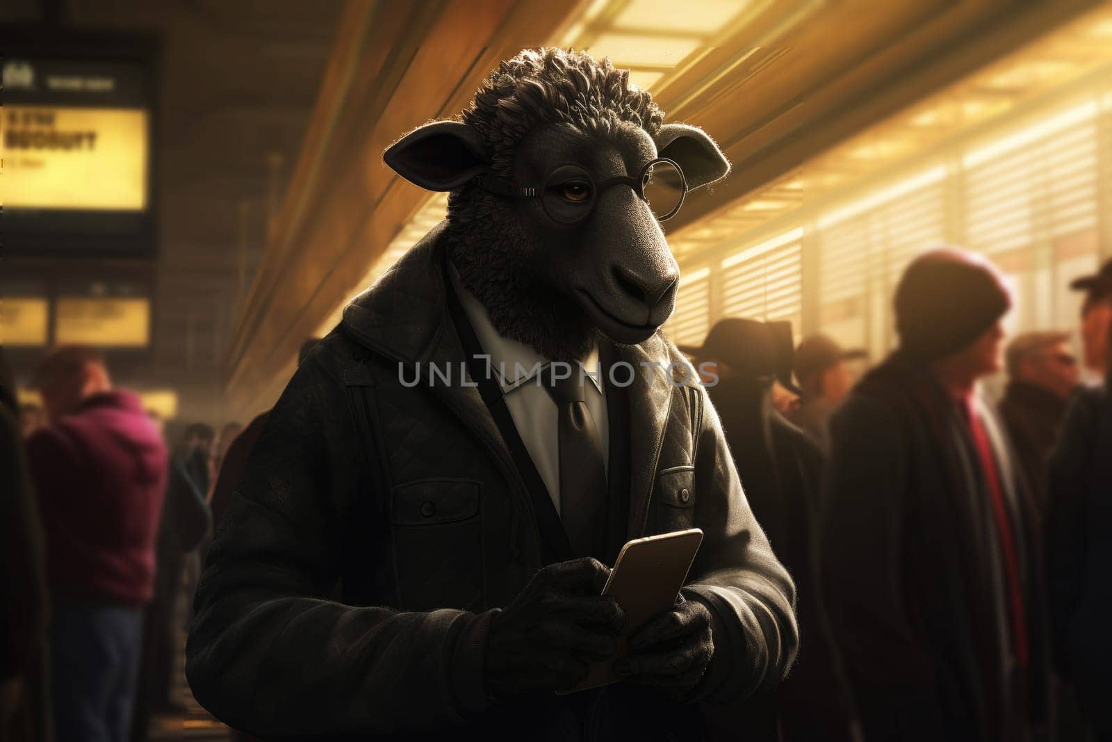 a sheep in a business suit, sheep businessman in a business suit . generative ai by matamnad