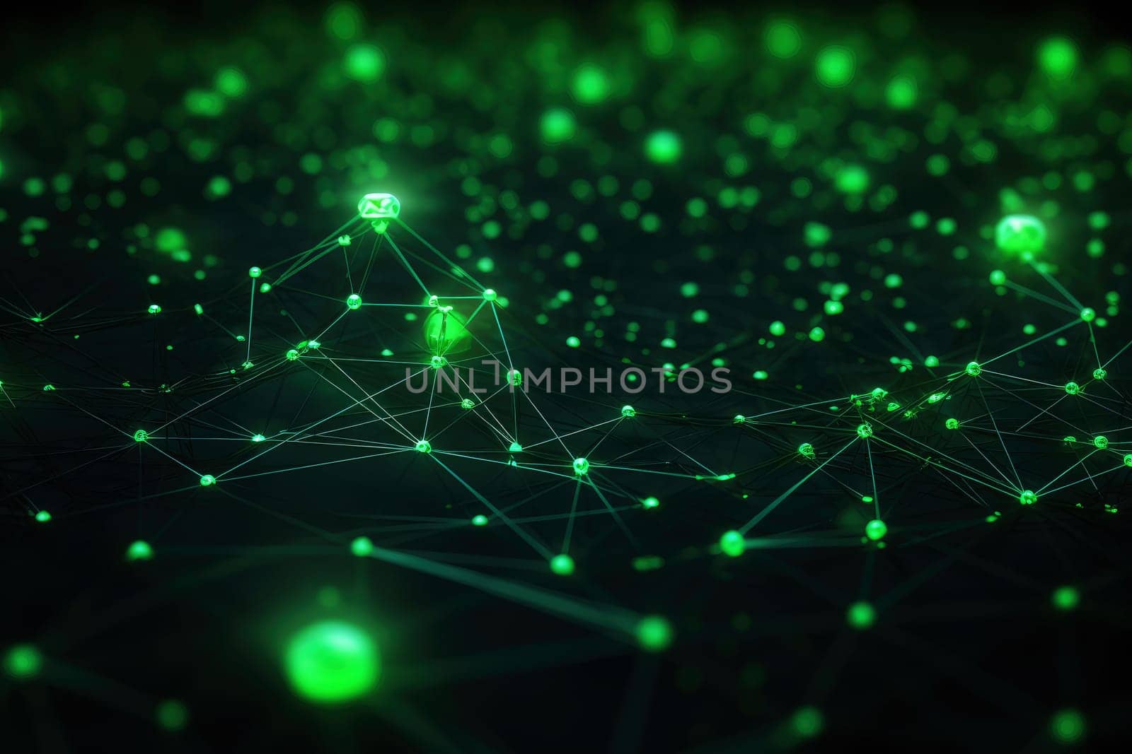 Futuristic Background of Artificial Intelligence Neural Networks. Black Background. Generative AI..