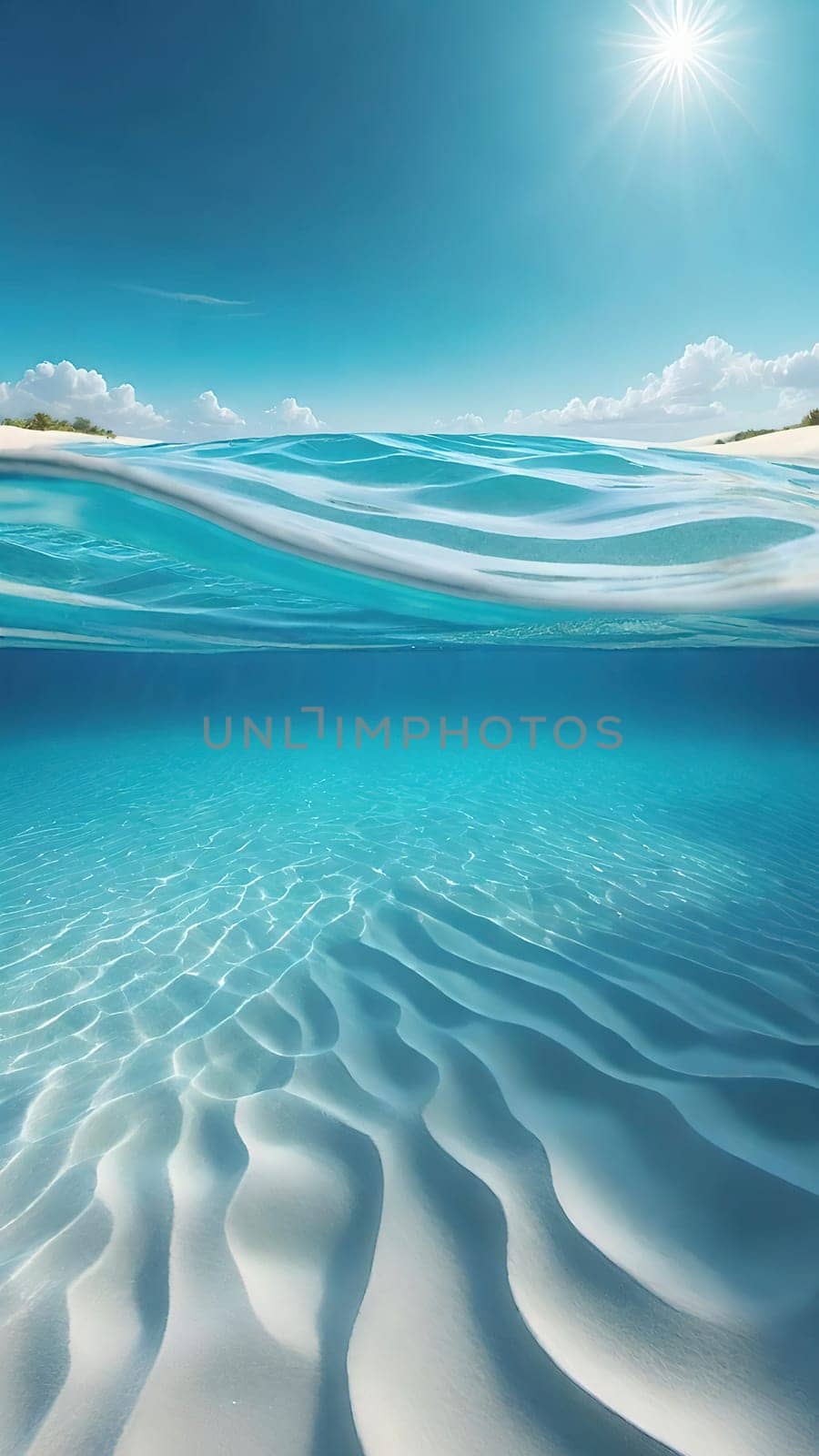 Underwater view of the sea with waves and sand. by yilmazsavaskandag