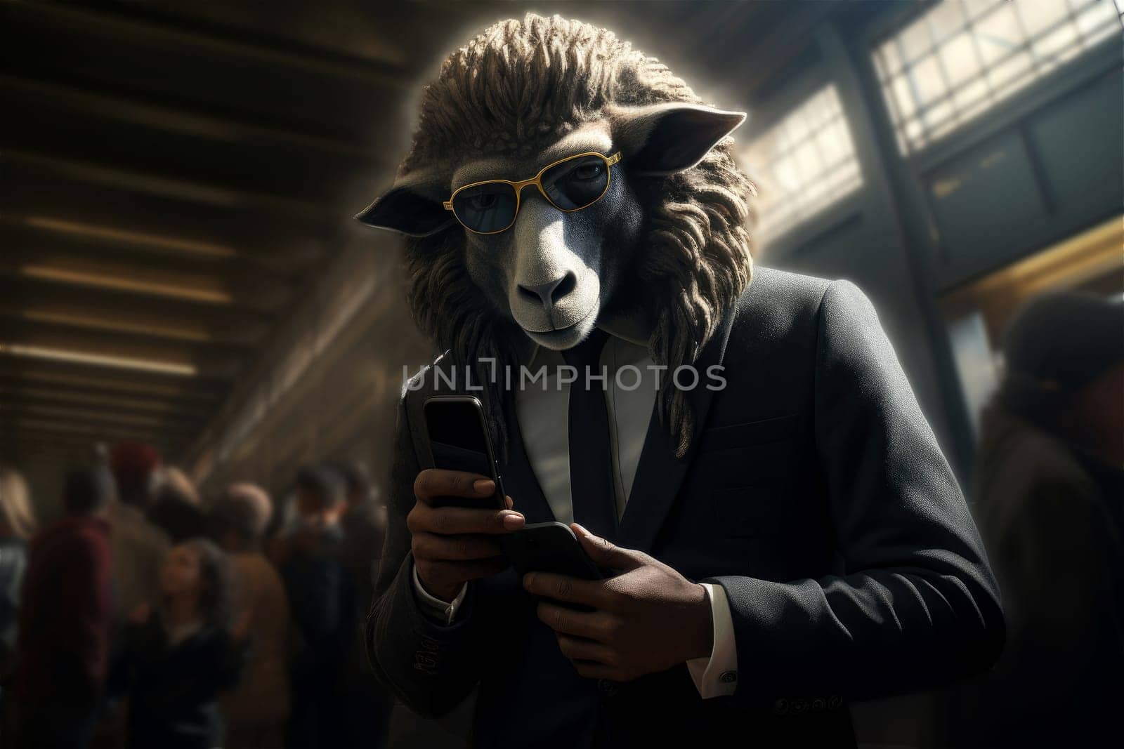 a sheep in a business suit, sheep businessman in a business suit . generative ai by matamnad