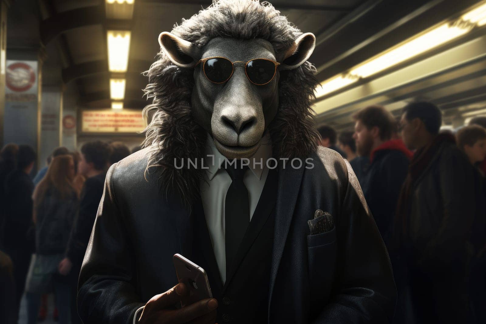 a sheep in a business suit, sheep businessman in a business suit . generative ai by matamnad