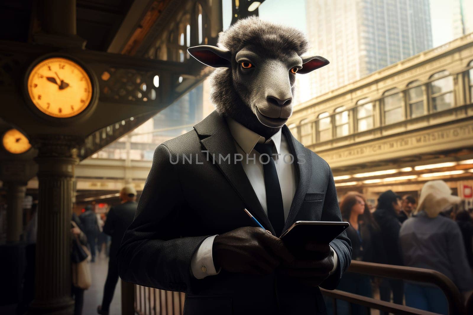 a sheep in a business suit, sheep businessman in a business suit . generative ai by matamnad