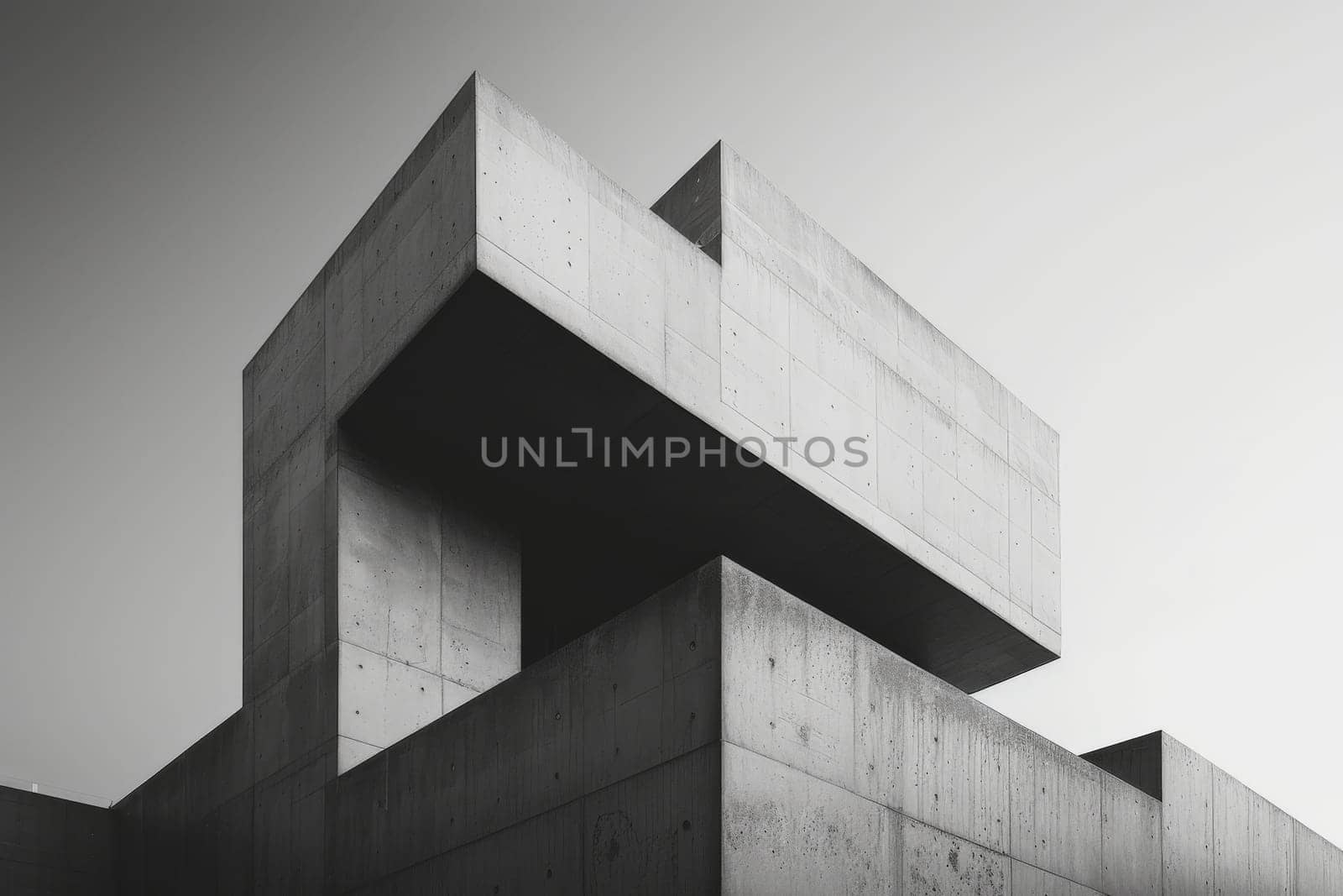 Abstract concrete building, abstract modern architecture with empty concrete.