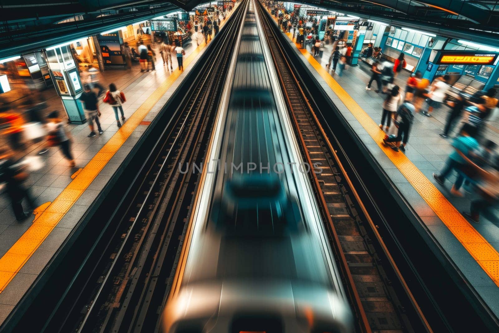 subway stations, train stations, over head view of rush hour and Crowds of people in subway.