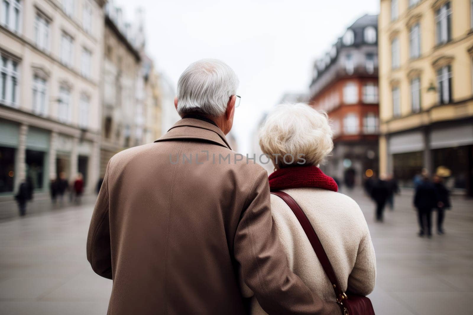 Elderly Couple Embraces Tenderly, Wrapping Each Other in Love's Warmth, AI generated by matamnad