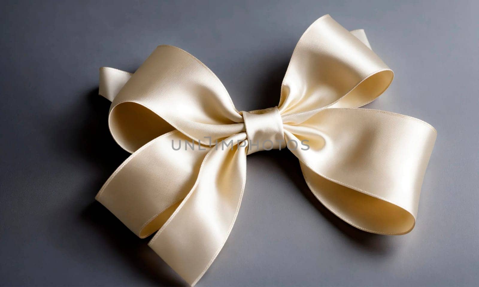 white bow on a gray background. selective focus. by yanadjana