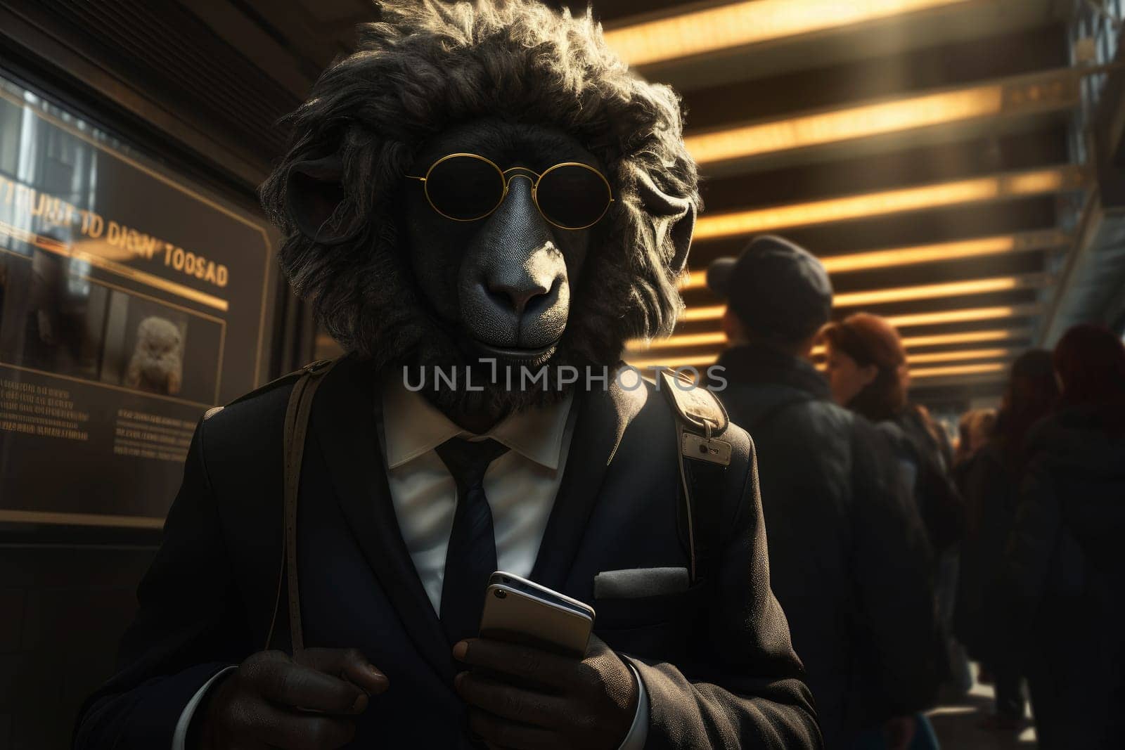 a sheep in a business suit, sheep businessman in a business suit . generative ai by matamnad